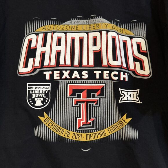 Texas Tech Red Raiders XL Autozone Liberty Bowl Champions T-Shirt 63rd Annual - Picture 2 of 7